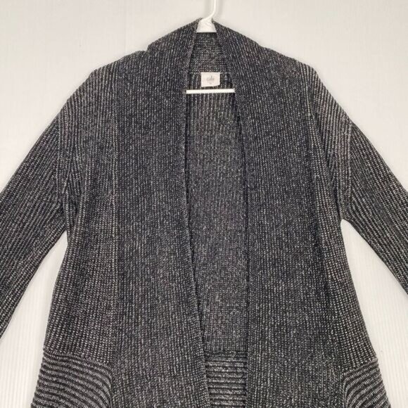 Cabi 3530 Long Layer Cardigan Sweater Medium Size M Open Front Black and Gray - Picture 6 of 9